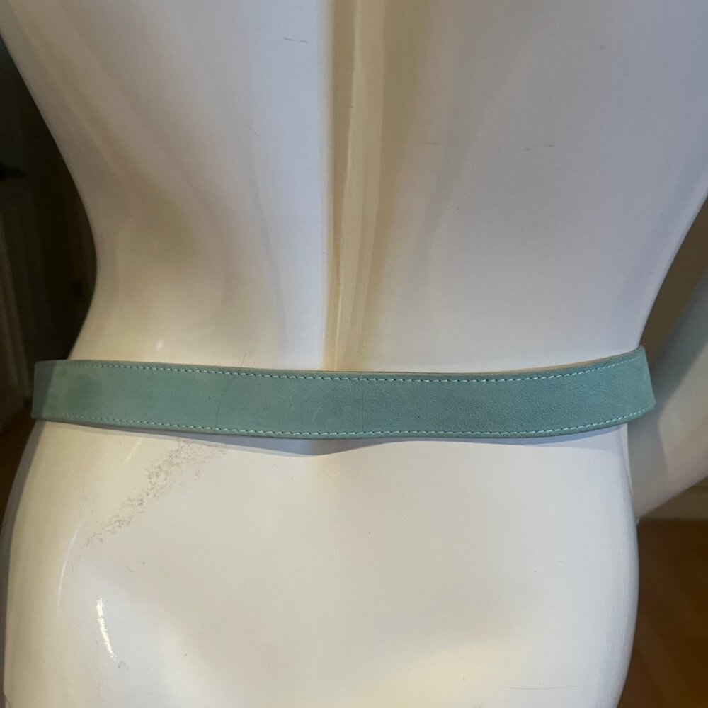 VINTAGE ESCADA SUEDE GOLD SILVER HARDWARE SIZE 34 MINT GREEN - Picture 3 of 5